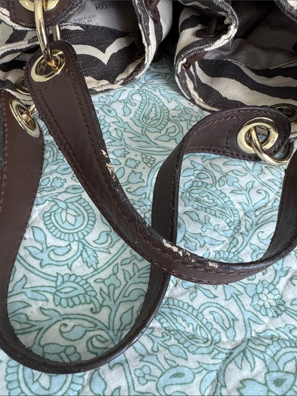Vintage RARE Michael Kors Brown Zebra Tiger Print Ludlow Bag Purse hobo tote Y2K - Picture 10 of 17